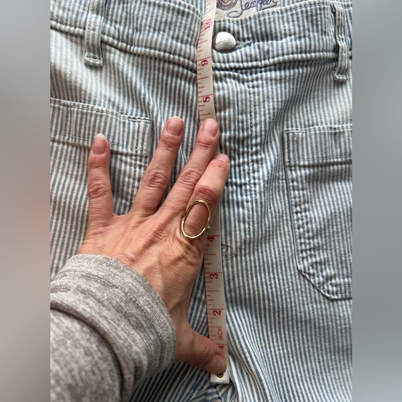 RARE Seafarer Circe High Waisted Blue Pinstripe Stretch Vintage Dungaree 27 - Picture 14 of 16